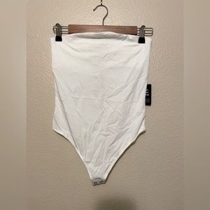 White tube top, thong bodysuit